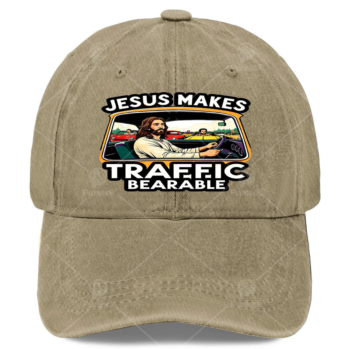 Jesus Makes Traffic Bearable Baseball - Retro Full-Body Print, Lightweight Low-Profile Unisex Hat Suitable for Christmas, Games, 4th of, Casual Wear & Religious Gifts