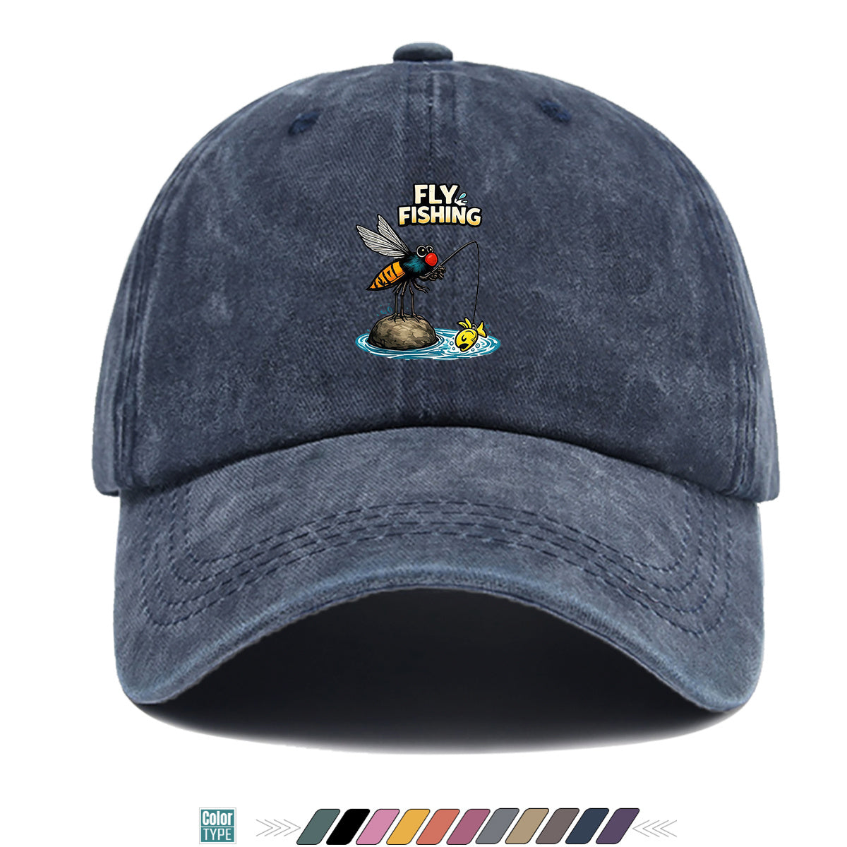 1pc Fun Insect Fishing Print Baseball Cap, Trendy Cartoon Pattern, Comfortable and Breathable Sun Hat, Stylish and  Unisex Design, Adjustable Size, Casual Streetwear Hat, Outdoor Fishing Hat, Travel and Vacation Hat, Versatile for Daily Outings