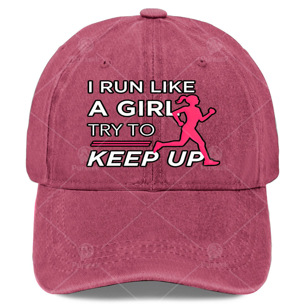 Female Runners I Run Like a Girl Try to Keep Up Baseball Hat Unisex Aesthetic
