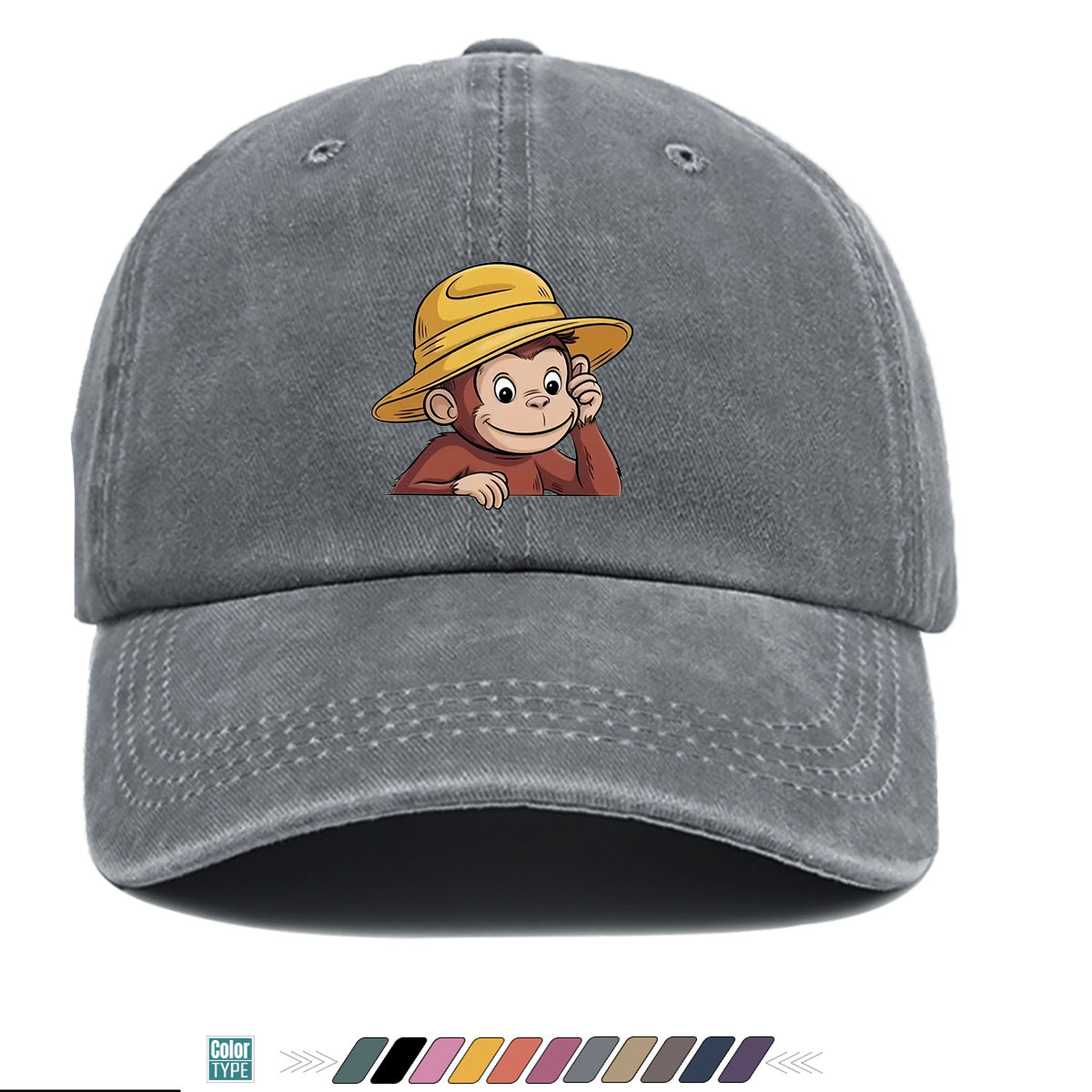 1pc 1pcs Monkey Print Baseball Cap with Straw Hat - Adjustable Snapback, Breathable Sun Hat Suitable for Outdoor, Travel, Birthday Parties, Unisex for Men & Women, for Parents, Gift, Casual Cap for Park Picnic, Festival Gift