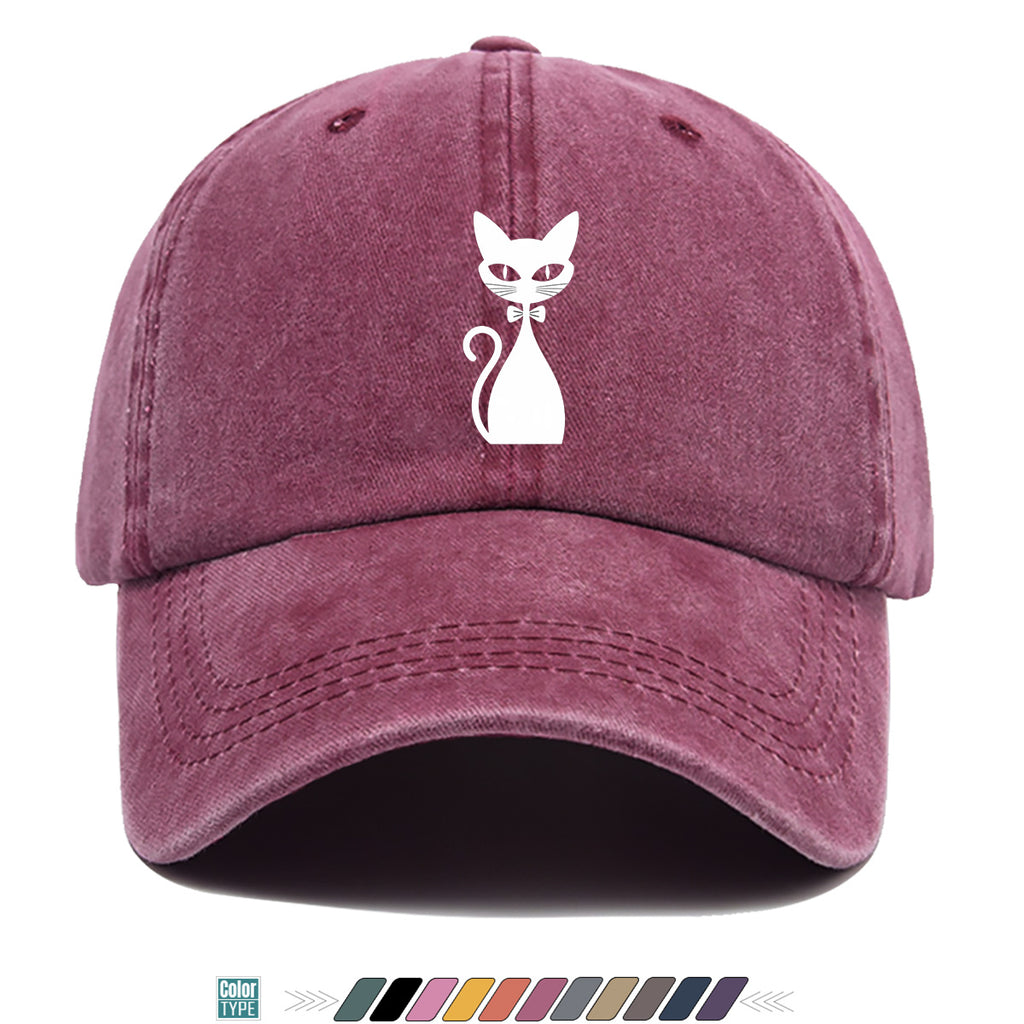 1pc Elegant White Cat Silhouette Printed Baseball Cap, Comfortable Breathable Sun Hat, Fashionable Easy Design, Unisex Adjustable Casual Versatile Duckbill Cap, Suitable for Daily Outings, Cafe Gatherings, Weekend Excursions, Girlfriends' Dates