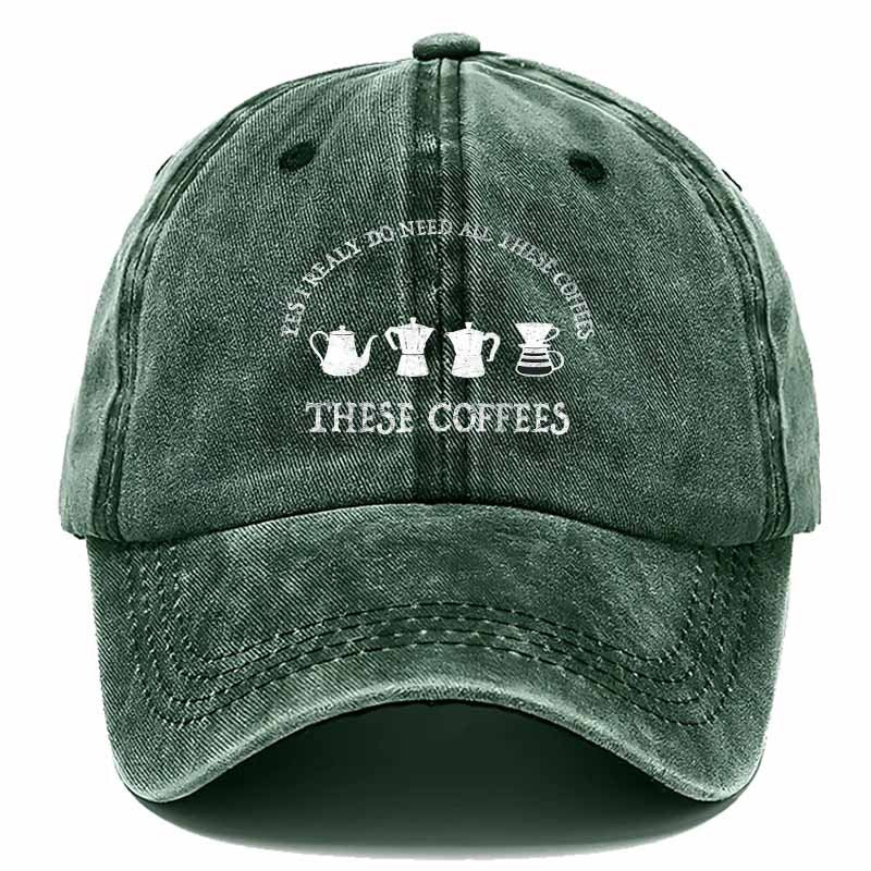 Fashion Baseball Cap with Four Coffee Utensil Patterns, Daily Match for Coffee Lovers
