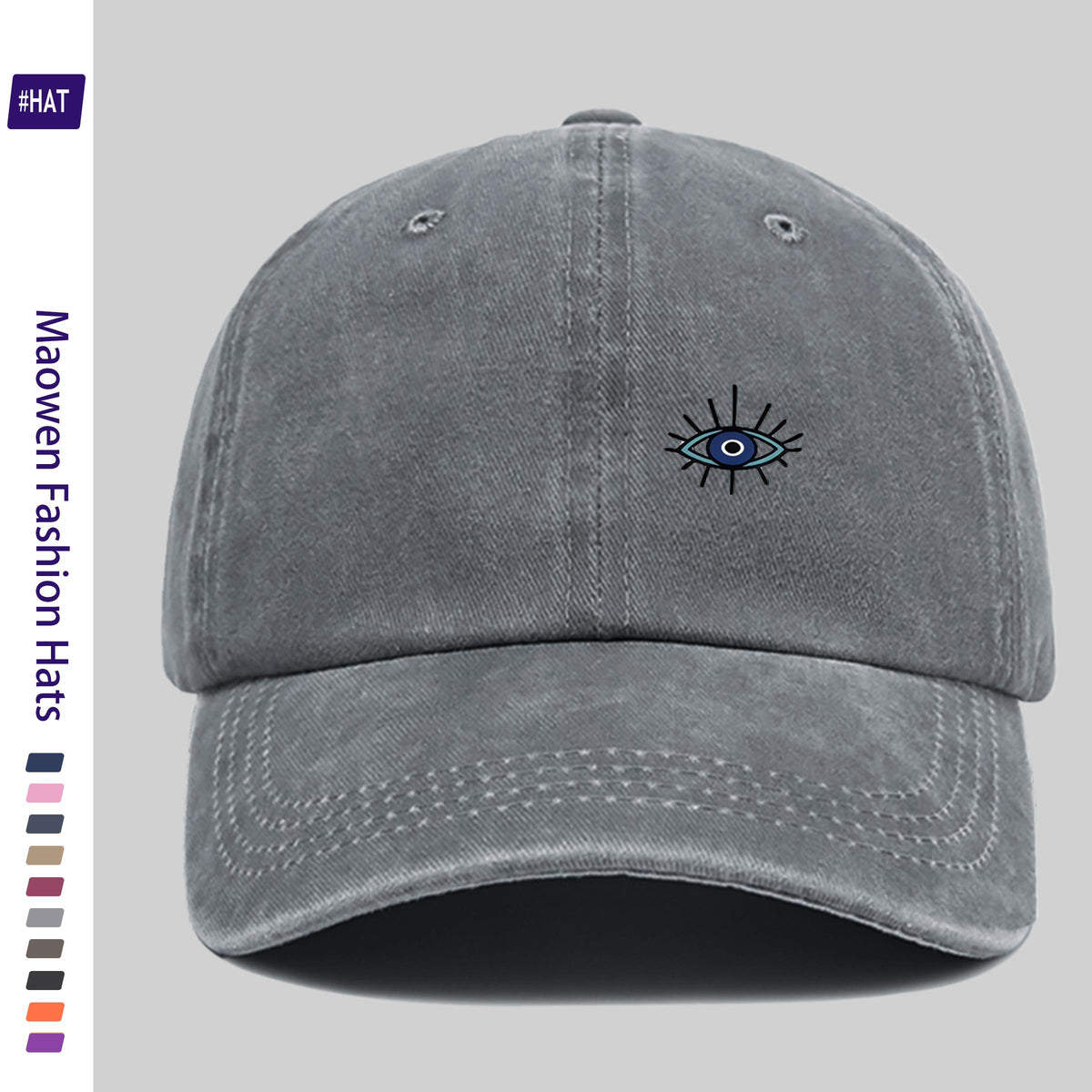 1pc Vintage Washed Distressed Trucker Dad Hat - Adjustable Snapback Baseball Cap with Fun Eye Print, Lightweight Breathable Suitable for Outdoor Fishing Hunting Driving, Unisex Gift for Men & Women, Machine Washable for and -the-