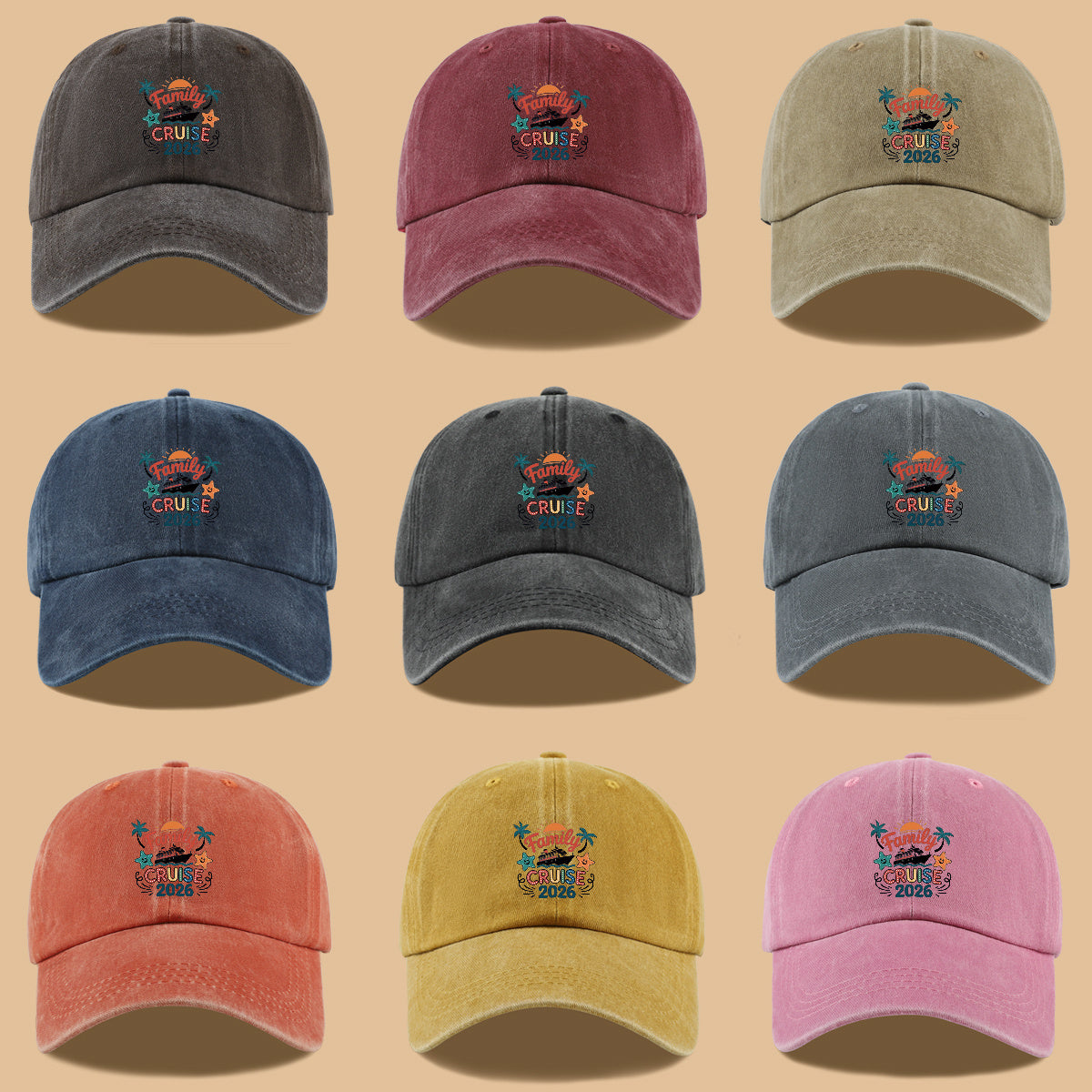 1pc "Family Mail Steamer 2025.98inch" Themed Printed Baseball Cap, Fun Cartoon Mail Steamer Ship, Stars, Palm Trees, Sunset Pattern, Fashionable Casual Sun Hat, Unisex, Adjustable Size, Dad's Fishing Hat, Mom's Vacation Hat, Suitable for Family