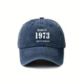Made in 1973 Aged to Perfection Retro Text Graphic American Vintage Washed Distressed Print Baseball Cap for Men And Women, Spring And Autumn Outdoor Sun Hat, Unique Trendy Hip-Hop Duckbill Cap