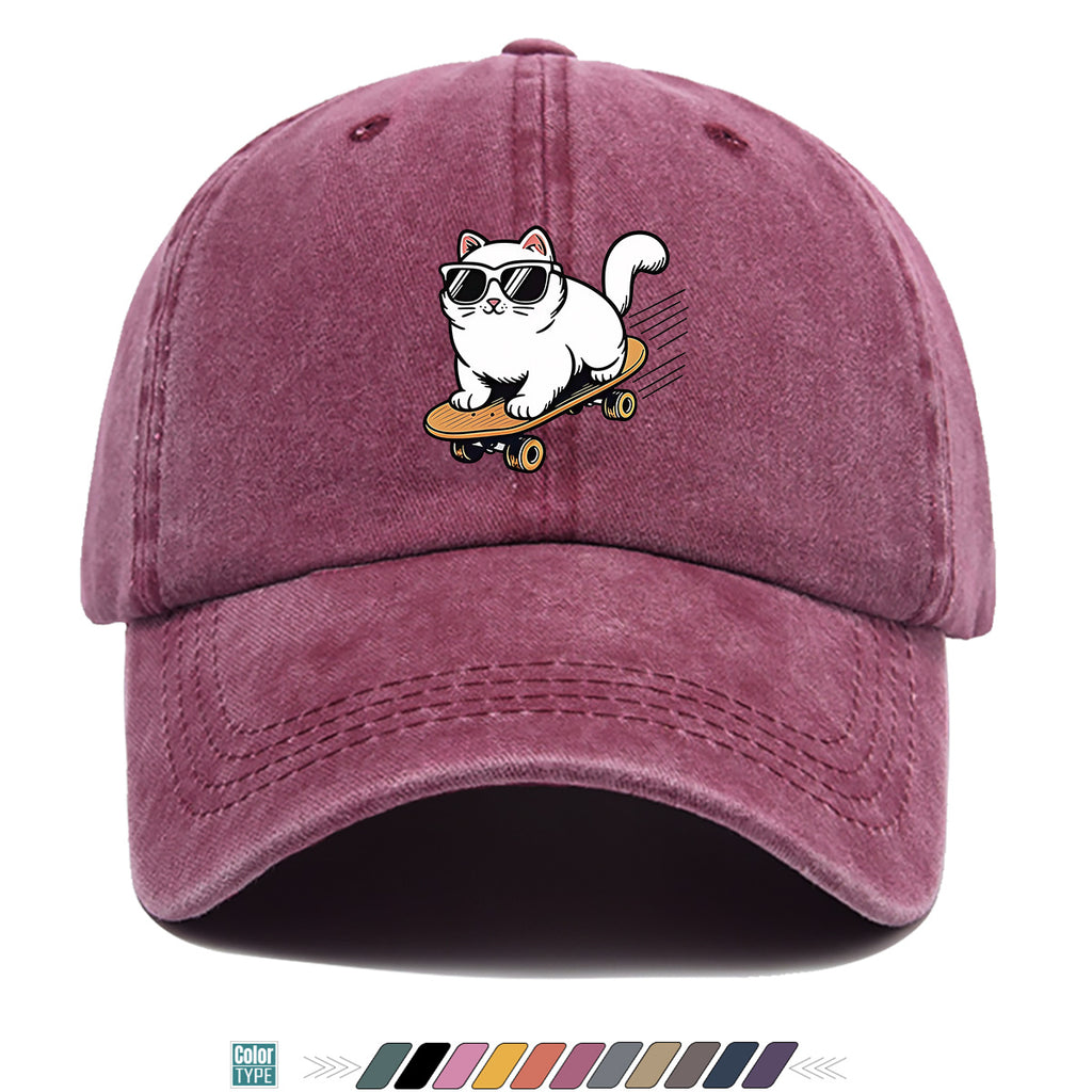 1pc 1pcs White Cat with Fashion Glasses Trucker Hat - Adjustable Unisex Cap Suitable for Skateboarding, Streetwear, Music Festivals, Summer Sun, Breathable Visor, Trendy Gift for &, Birthday Present for Skateboarders