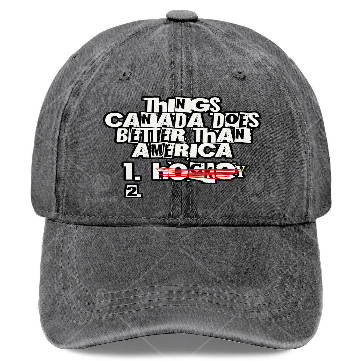 Things Canada Does Better Than America Funny Rivalry Baseball - Retro Full-Body Print Suitable for Christmas, Games, 4th of, Unisex Hat with Canadian for Events & Casual Wear