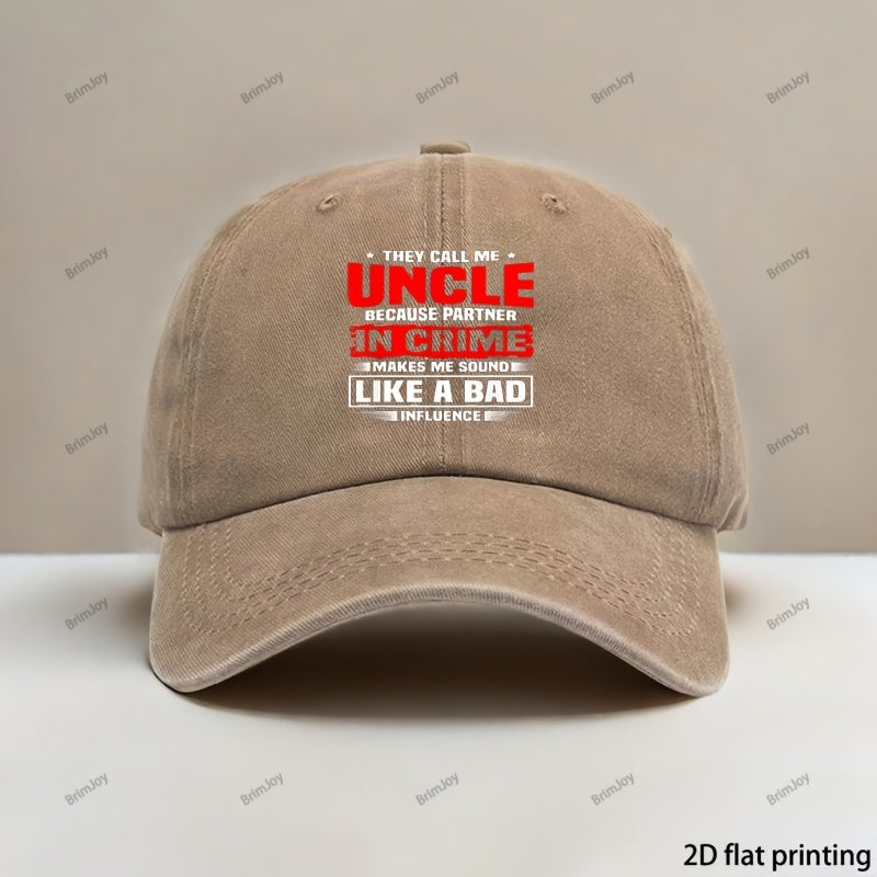 1 Vintage Baseball Cap | Adjustable, Unisex, Ideal for Outdoor Activities, \"Favorite Uncle\" Letter Print Pattern, Best Choice for Gift, Polyester, Mixed Color, Woven, Hand Wash