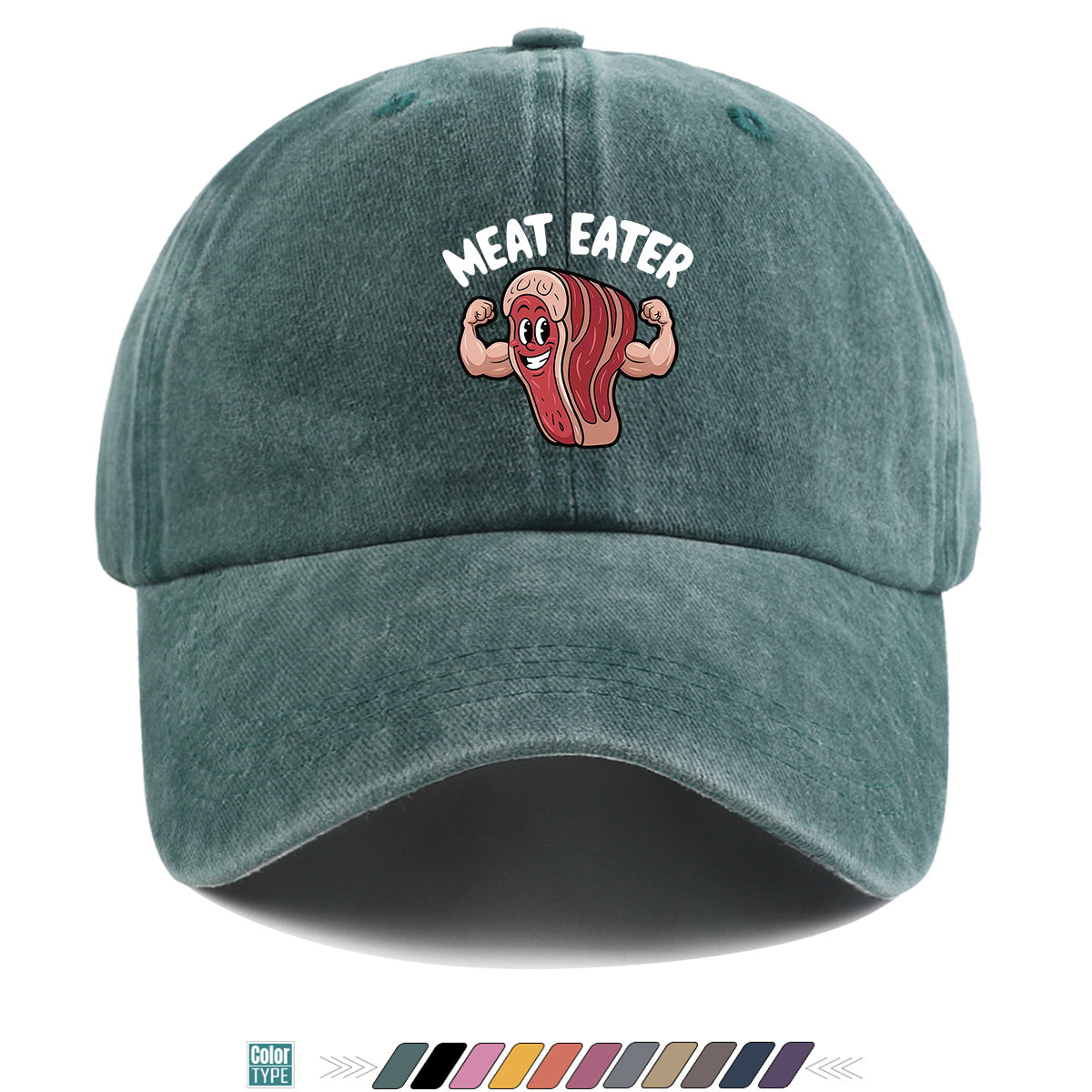 1pc 1pcs Muscle Steak Print Baseball Cap Suitable for Men & Women, Adjustable Duckbill Hat with Steak, Food-Themed Gift for BBQ Parties, Picnic, Outdoor, Casual Wear, Sports Hat for Foodie Friends, Birthday Present