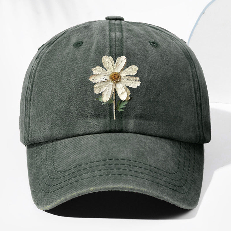 Unisex Floral Print Washed Vintage Baseball Cap Fashion Men Women Sun Hat Adjustable Size Trucker Cap Suitable for All Seasons Daily Wear
