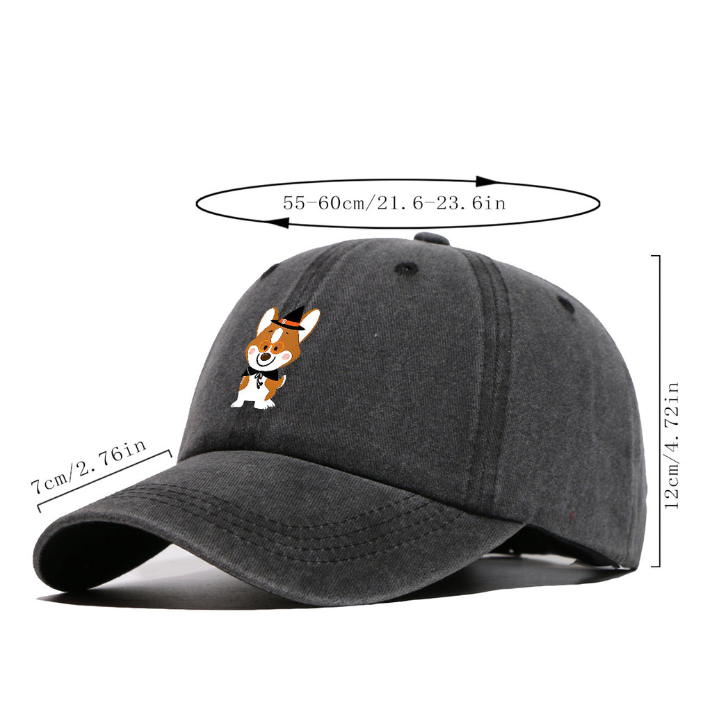1pc Corgi Dog Cartoon Print Baseball Cap, Cute Wizard Hat with Glasses Design, Comfortable Breathable Sun Hat, Fashionable And Adorable Trendy Hat, Unisex Adjustable Size, Travel Hat, Bestie Shopping Hat, Suitable for Holiday Parties
