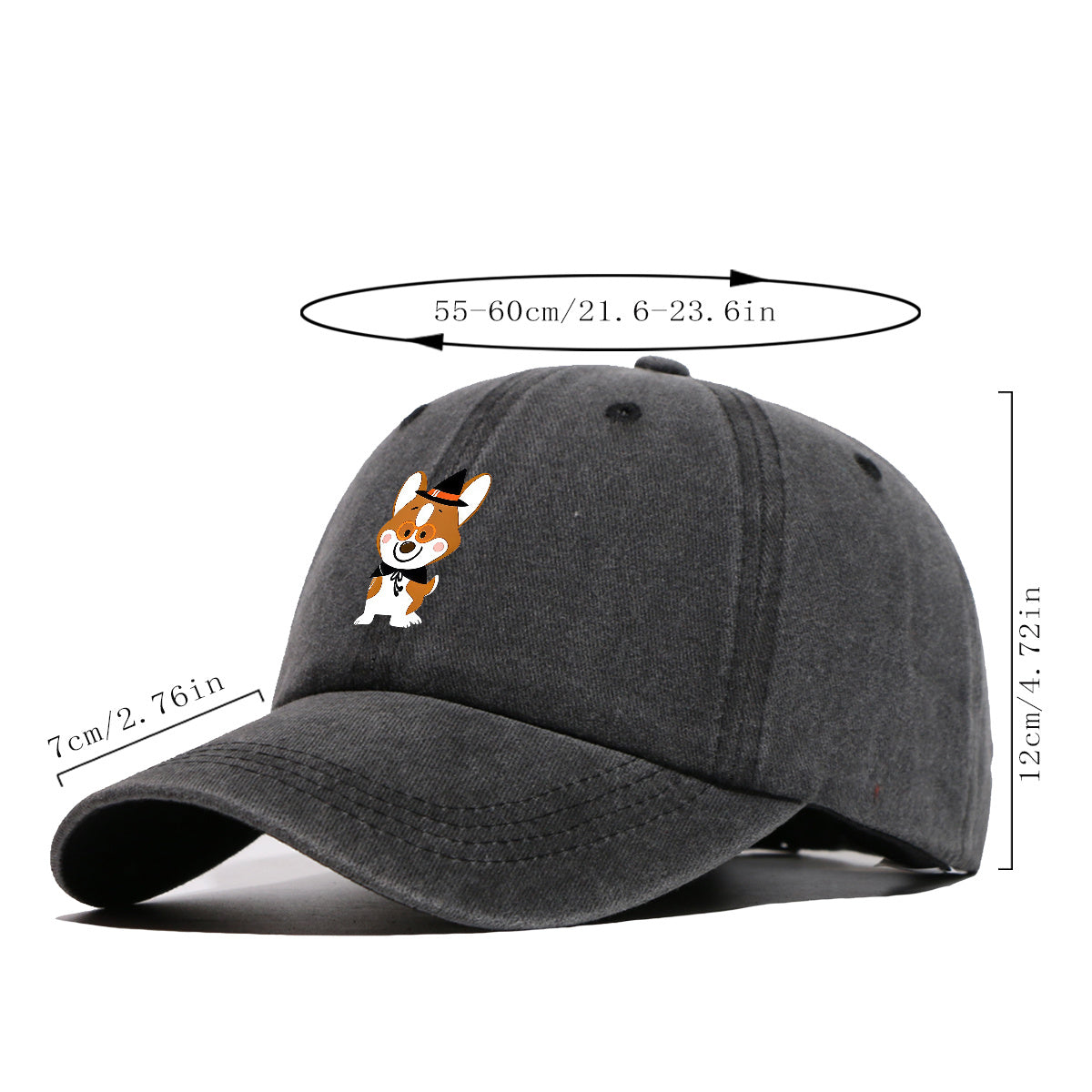 1pc Corgi Dog Cartoon Print Baseball Cap, Cute Wizard Hat with Glasses Design, Comfortable Breathable Sun Hat, Fashionable And Adorable Trendy Hat, Unisex Adjustable Size, Travel Hat, Bestie Shopping Hat, Suitable for Holiday Parties
