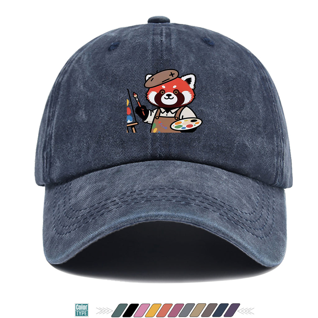 1pc Little Panda Painter Cap - Cute Panda & Brush Print Baseball Hat, Adjustable Duckbill Suitable for Outdoor Sketching, Museum Visits, Travel - Unisex for Men & Women, Creative Gift for Artists,, Birthday Present