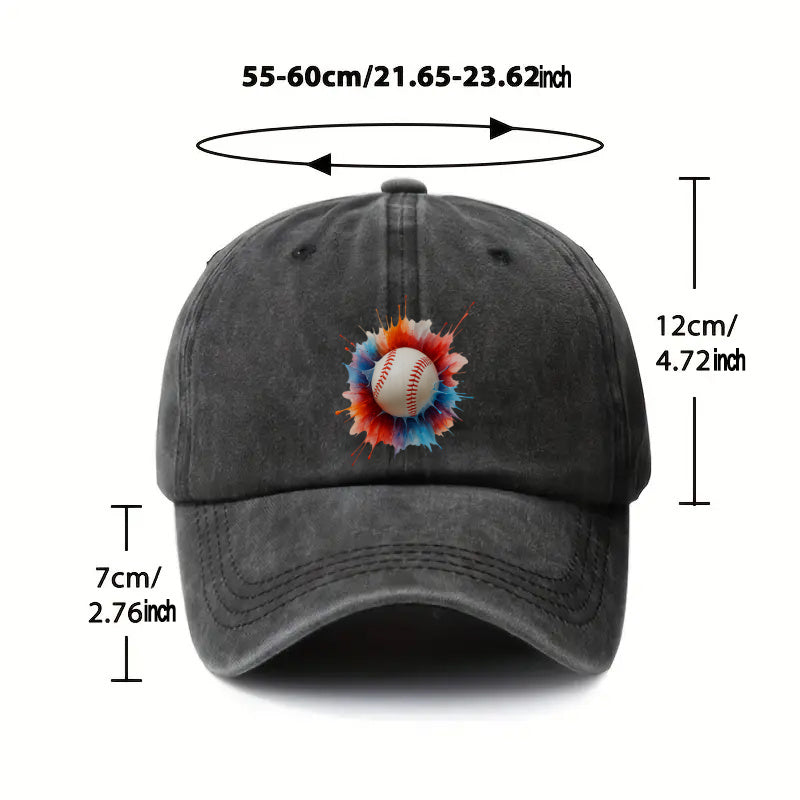 1P 1pc, Adjustable Baseball Cap with "baseball Print," Lightweight Printed Women's Hat, "athletic Style" Men's Trendy Cap, an Ideal Gift for Weddings, Parties, and Birthdays, Fashionable and Versatile, Comfortable and Breathable