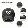 Funny Dog Dog Collar with American Retro Washed Distressed Printed Baseball Cap for Men And Women, Suitable for Spring And Autumn, Outdoor Sun Hat, Personalized Trendy Hip-Hop Duckbill Cap