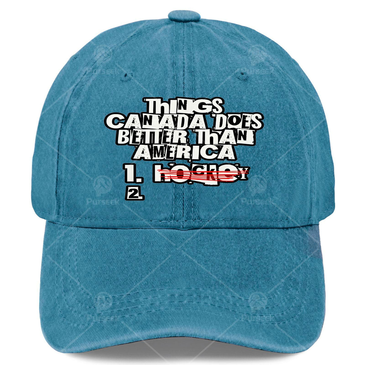Things Canada Does Better Than America Funny Rivalry Baseball - Retro Full-Body Print Suitable for Christmas, Games, 4th of, Unisex Hat with Canadian for Events & Casual Wear