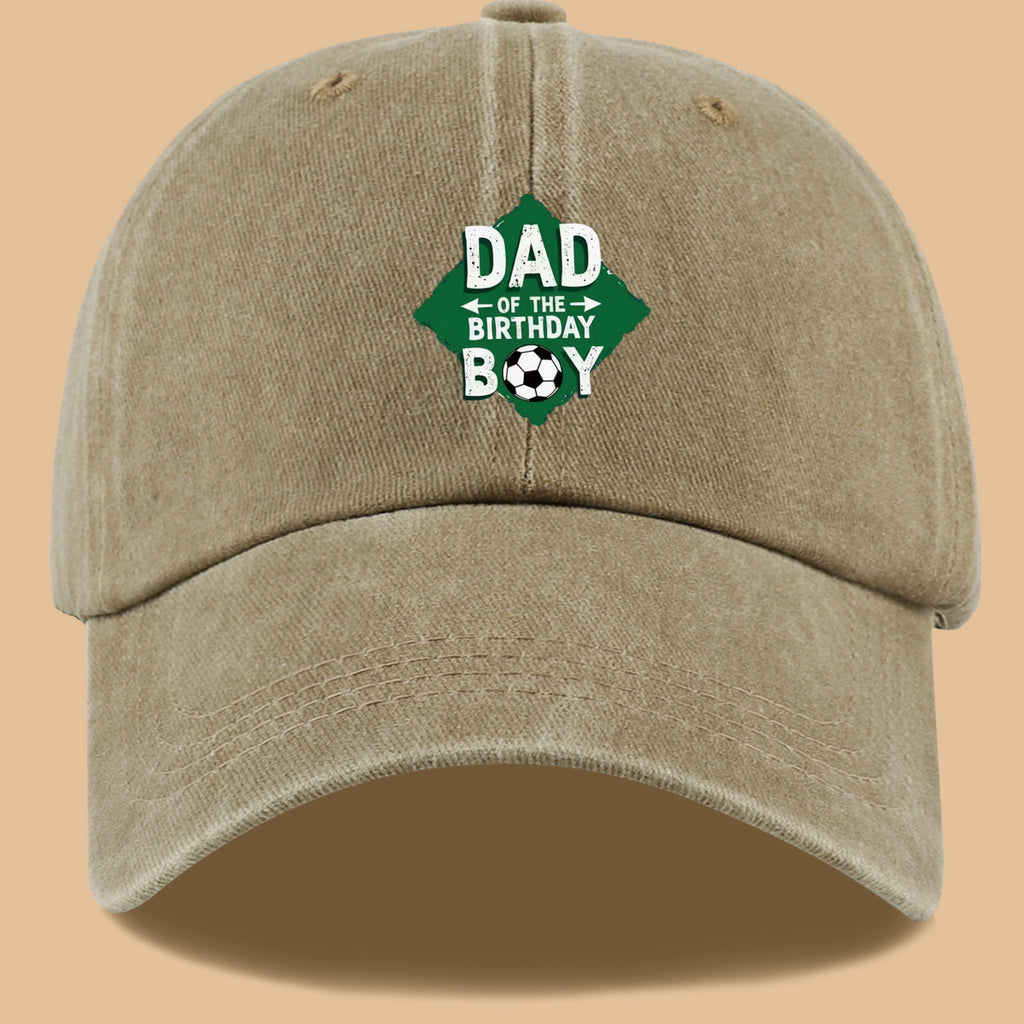 1pc Soccer Theme "DAD OF THE BIRTHDAY BOY" Print Baseball Cap Comfortable Breathable Sun Hat Fashionable Beautiful Men'S Casual Baseball Cap Adjustable Size Dad Activity Hat Outdoor Sun Visor Hat Suitable for Birthday Parties, Friend Gatherings