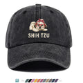 1pc Fashion Cartoon Shih Tzu Print Baseball Cap Comfortable Breathable Duck Tongue Hat Cute Pet Dog Pattern Red And White Polka Dot Bow + Red Frame Glasses Design Unisex Sun Hat Adjustable Size Suitable for Daily Travel, Shopping, Dating
