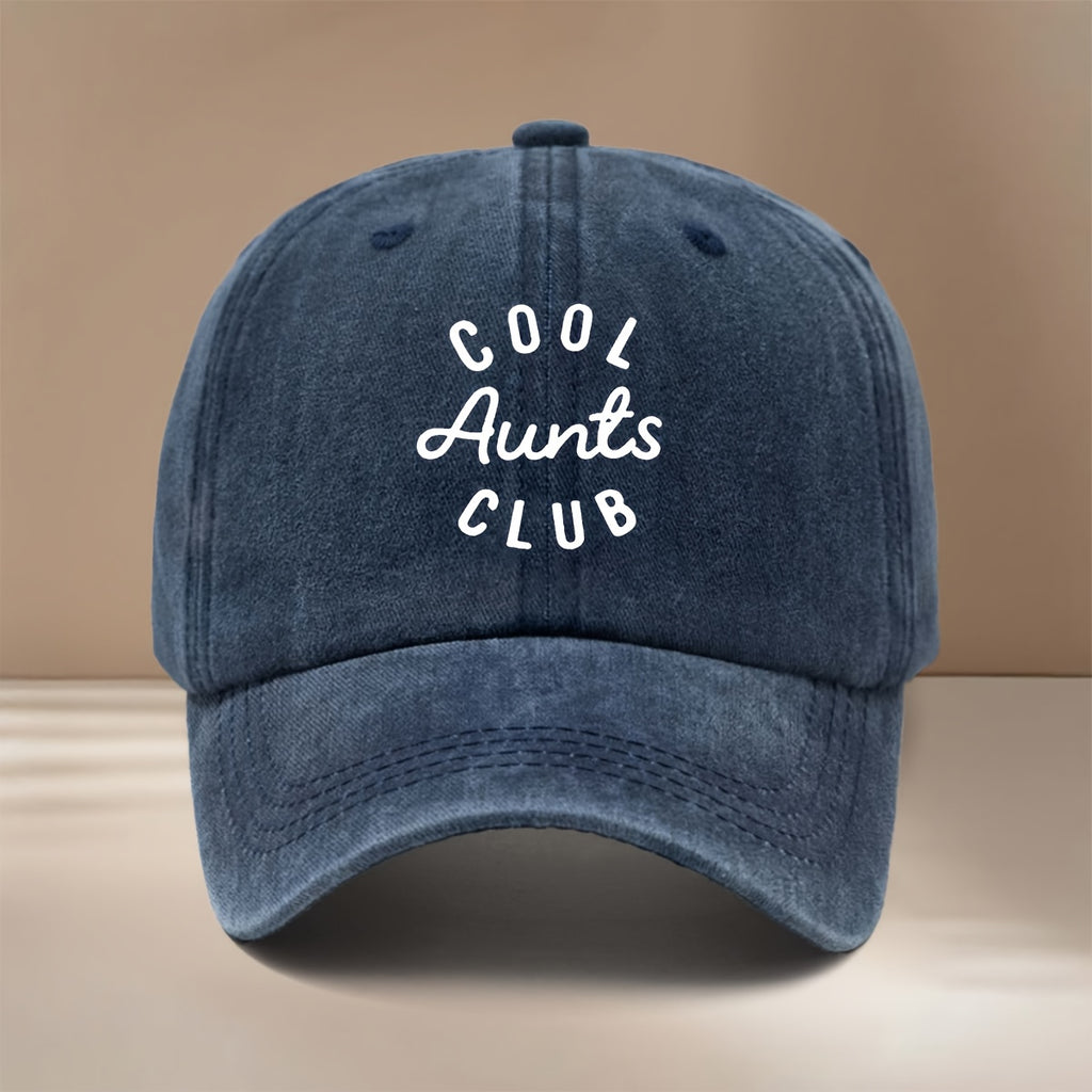 Aunts Cool Club Letter Pattern Baseball Cap Lightweight Fashion Hip-Hop Hat Unisex 6-Panel Cap for Friends' Gatherings, Camping, Comfortable Textured Style, Versatile Duckbill Cap Casual Trendy All-Season Adjustable Size Trucker Hat