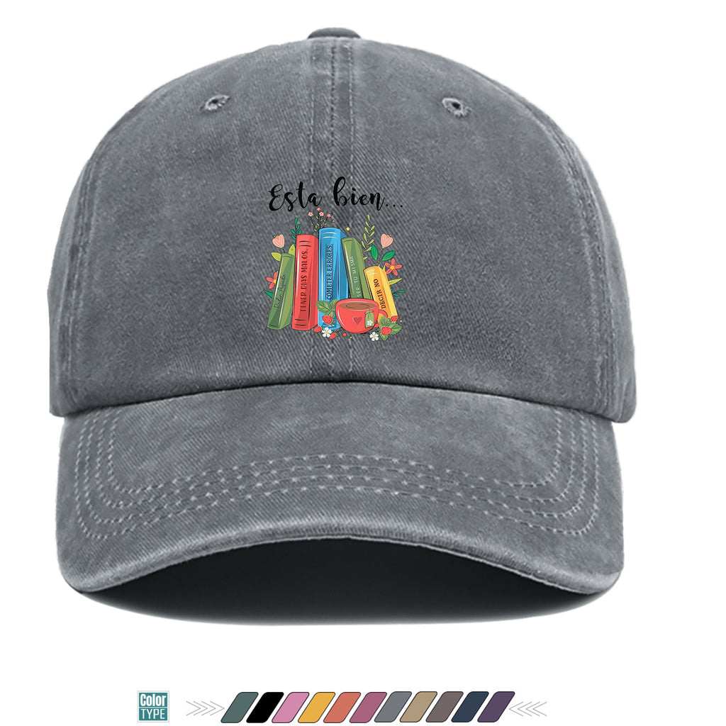 1pc Colorful Books And Teacup Illustration Printed Baseball Cap, Comfortable Breathable Sun Hat, Fashionable Aesthetic Unisex Hat, Adjustable Size, Casual Streetwear, Literary Youth Reading Cap, Suitable for Bookstore Check-In, Cafe Gatherings