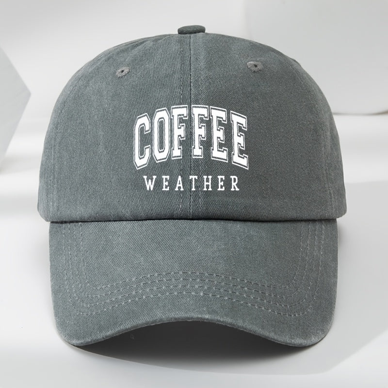 Men's Retro Baseball Cap with Coffee Bean Lettering & Logo Print - Adjustable Sun Hat, Breathable Outdoor Casual Cap for Sports, Daily Wear - Black, Comfortable & Versatile for All Beige Types (Hand Washable)