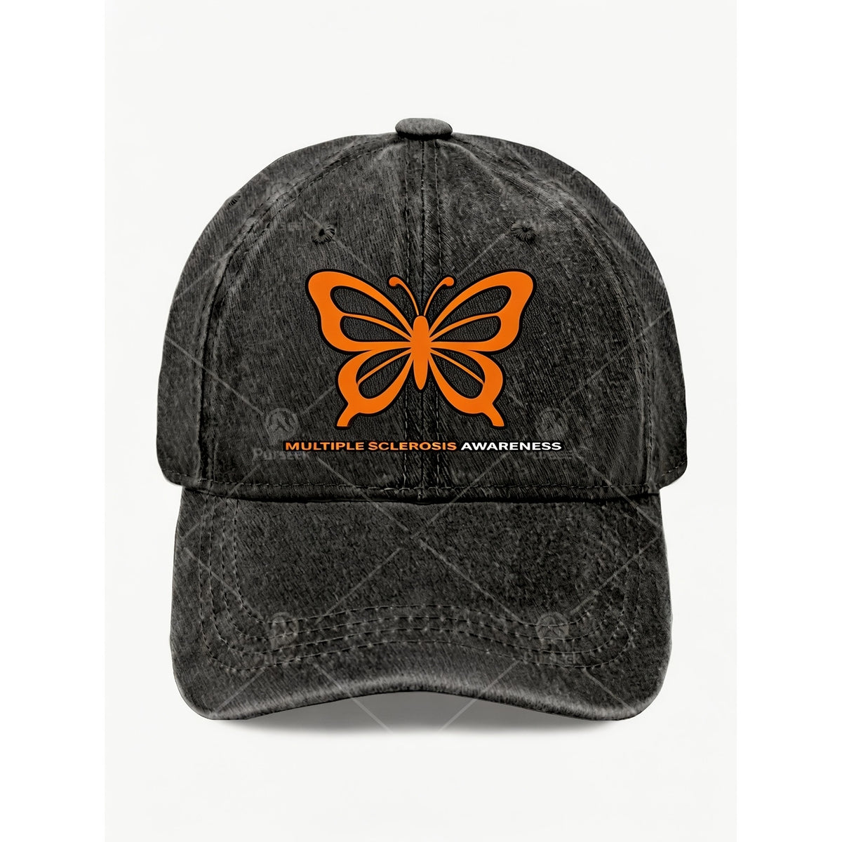 Orange Butterfly Multiple Sclerosis Awareness Hat for Men Women Vintage Style Casual Streetwear Anniversary Gift
