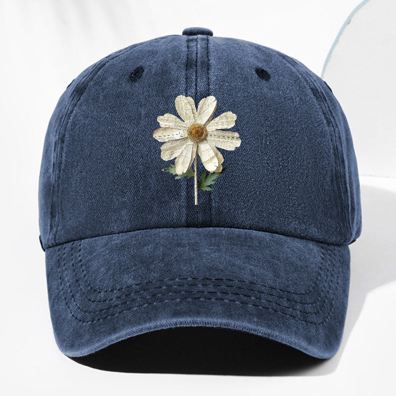 Unisex Floral Print Washed Vintage Baseball Cap Fashion Men Women Sun Hat Adjustable Size Trucker Cap Suitable for All Seasons Daily Wear