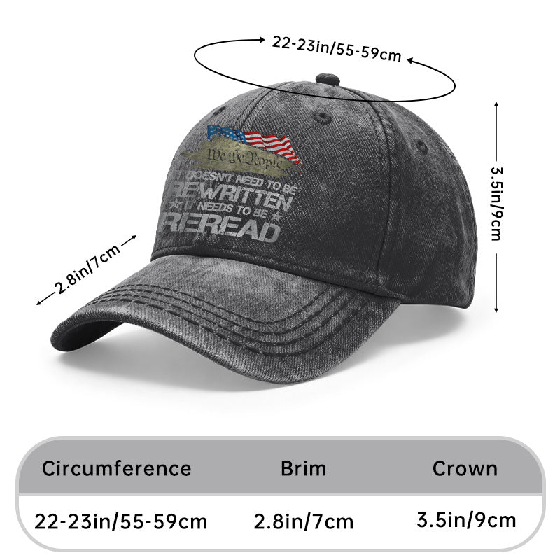 1pc Vintage Washed Unisex Baseball Cap, American Flag "We The People" Theme, Patriotic Style Font Print Design, Adjustable, Suitable for Outdoor Activities And Everyday Casual Wear, Gift for Men, Women, And