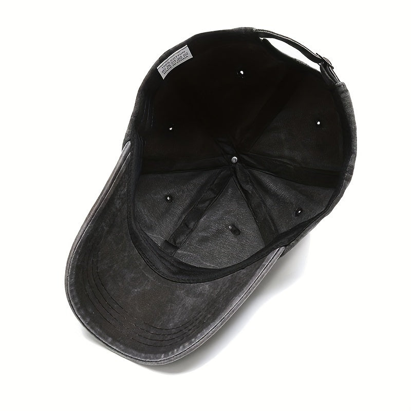 Unisex Vintage Washed Baseball Cap - Adjustable Breathable Dad Hat with Distressed 'C' Logo, Lightweight 100% Viscose Rayon, Multi-Color Options for Outdoor & Casual Wear, Retro Style, Adjustable Fit