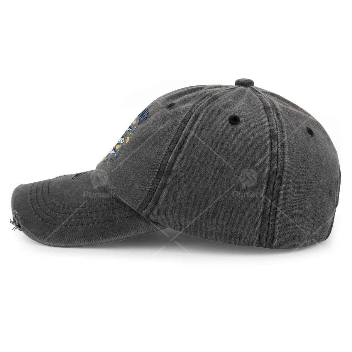 Men's Sardine-Themed Trucker Hat - Distressed Wash Baseball Cap with Sardine Print, Elastic Strap & Machine Washable Suitable for Casual Wear, Fishing Trips, Outdoor Activities, Nautical Cap for Sardine Lovers