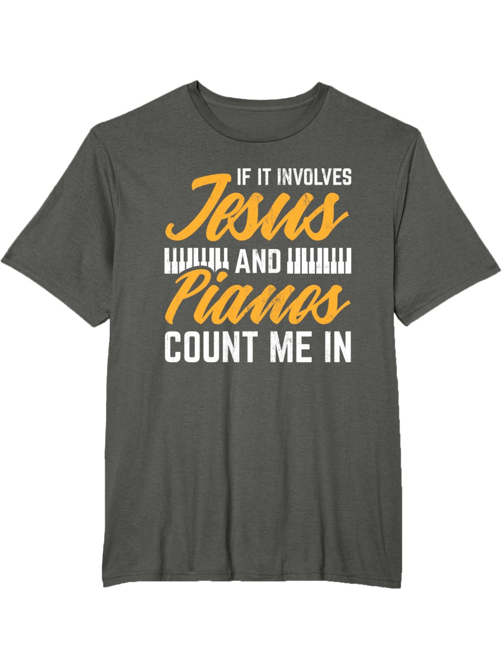 Jesus & Piano Graphic Tee - Men's Casual Cotton T-Shirt, Breathable & Stretchy, Machine Washable - Perfect for All Seasons