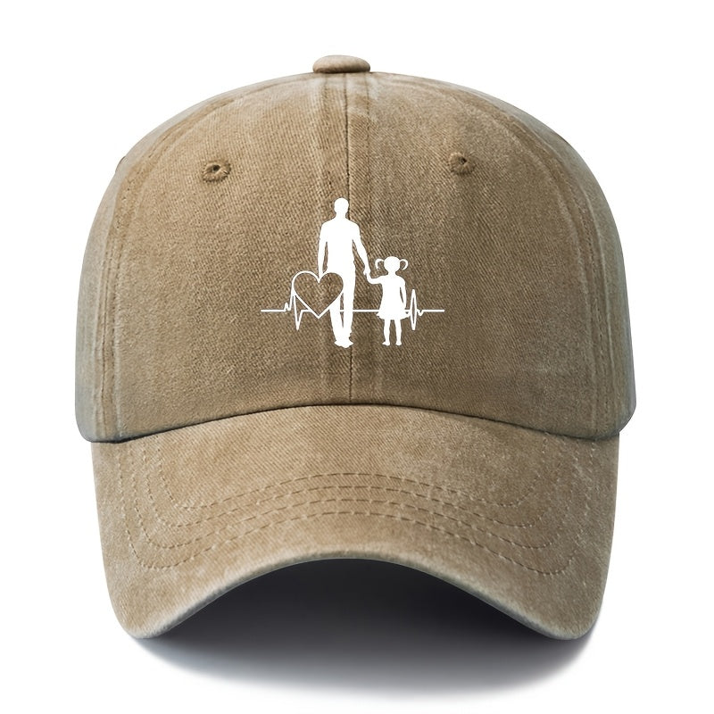 A Unisex Fashionable "Guardian Hand-in-Hand" Baseball Cap, Featuring a Classic Vintage Washed Lightweight Curved-brim Design. Suitable for Outdoor Vacations, Travel, Camping, and Other Casual Occasions. Also Works as a Hip-hop Cap for Holiday