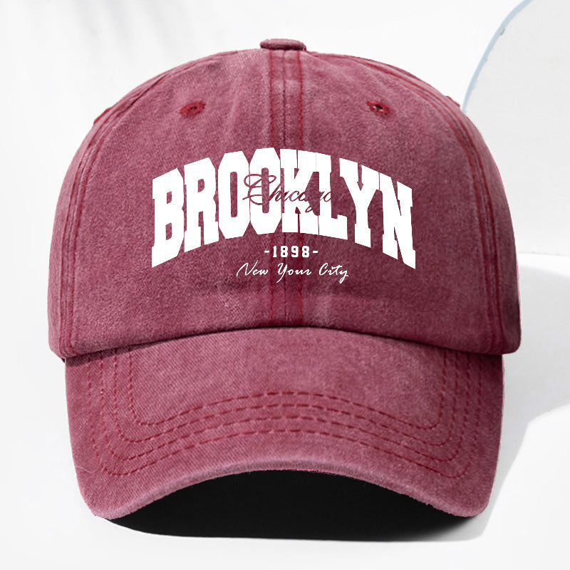 Unisex BROOKLYN1898 Letter Print Washed Vintage Baseball Cap Fashion Men Women Sun Hat Adjustable Size Trucker Cap Suitable for All Seasons Daily Wear