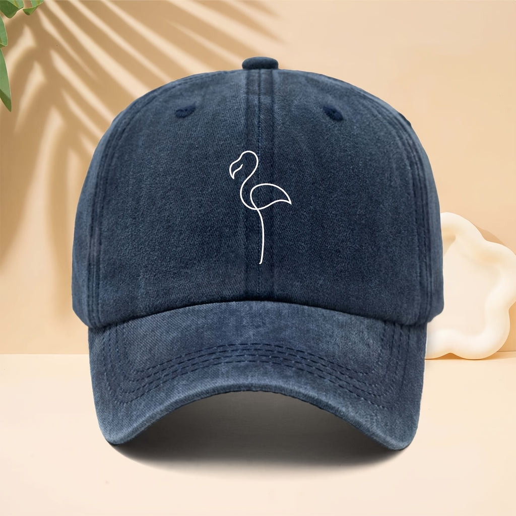 Baseball Cap with Line Flamingo Pattern, American Retro Minimalist Literary Street Style Adjustable Unisex Casual Hat, All-Season Bending Brim Hat for Walking, Parties, Shopping, Dates, And Parties, Hip-Hop Hat with Soft Top Design