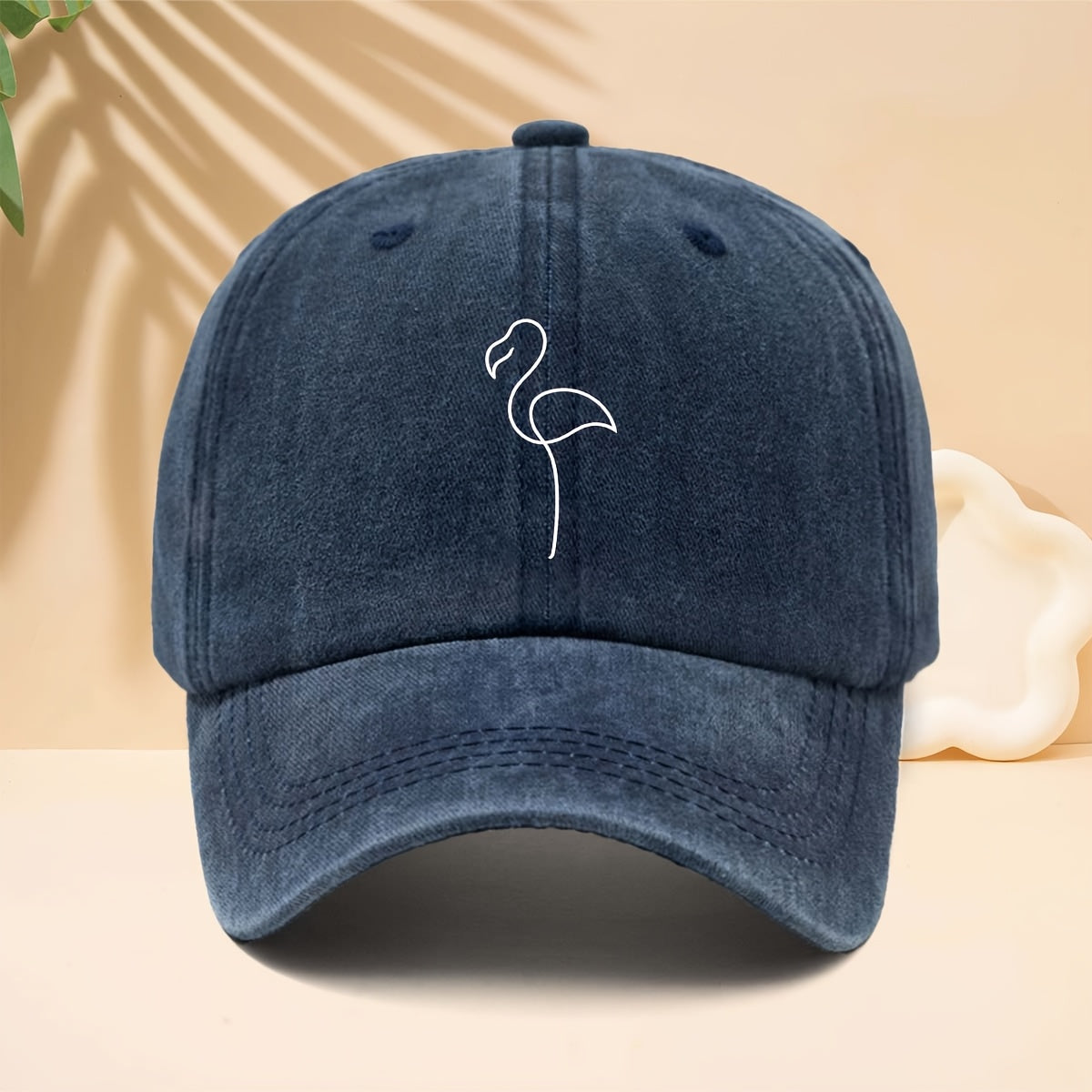 Baseball Cap with Line Flamingo Pattern, American Retro Minimalist Literary Street Style Adjustable Unisex Casual Hat, All-Season Bending Brim Hat for Walking, Parties, Shopping, Dates, And Parties, Hip-Hop Hat with Soft Top Design