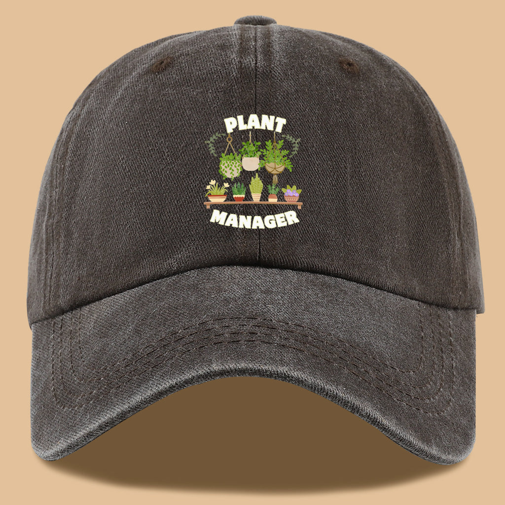 1pc "PLANT MANAGER" Plant-Themed Printed Baseball Cap, Cute Greenery Pattern Sun Hat, Fashionable Fresh Aesthetic Unisex Cap, Adjustable Size Gardening Enthusiast Essential Hat, Office Desktop Plant Lover Hat, Suitable for Outdoor Gardening