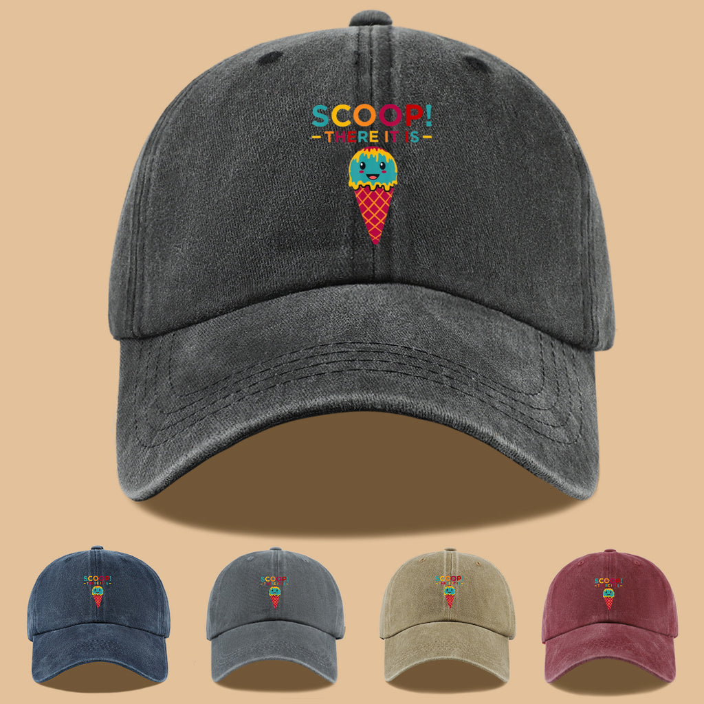 1pc 1pcs Fun Ice Cream Print Baseball Cap with Scoop! There It Is! - Adjustable Unisex Breathable Sun Hat Suitable for &, Summer Outdoor Parties, Picnic, Travel, Casual Wear - Cute, Amusement Parks