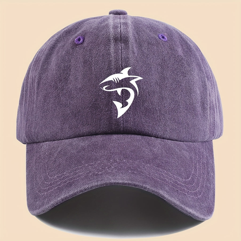 1 Unisex Ocean Theme Baseball Cap with White Shark Graphic Print - Breathable Adjustable Dad Hat for Skateboarding, Hiking, Fishing | Fashion Couple Outdoor Additions, Perfect Gift for Birthdays, Christmas, Halloween, Thanksgiving (Black)