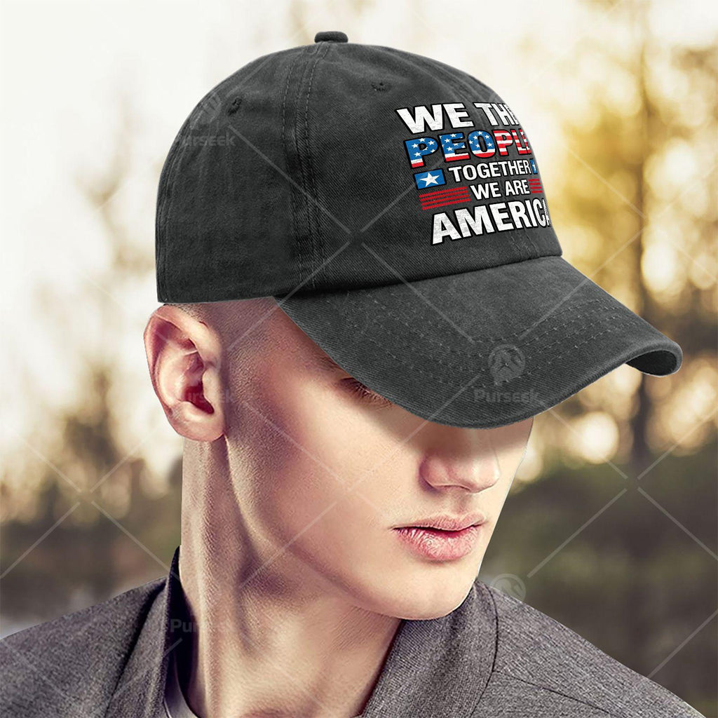Together We Are America US Flag Vintage Baseball Hat Unisex Vintage Washed