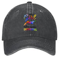 A Matching Durable Couple's Item Featuring a Fun Swimmer Pattern of a Girl Who Loves Swimming. Washable Baseball Cap, Unisex, Classic Baseball Cap