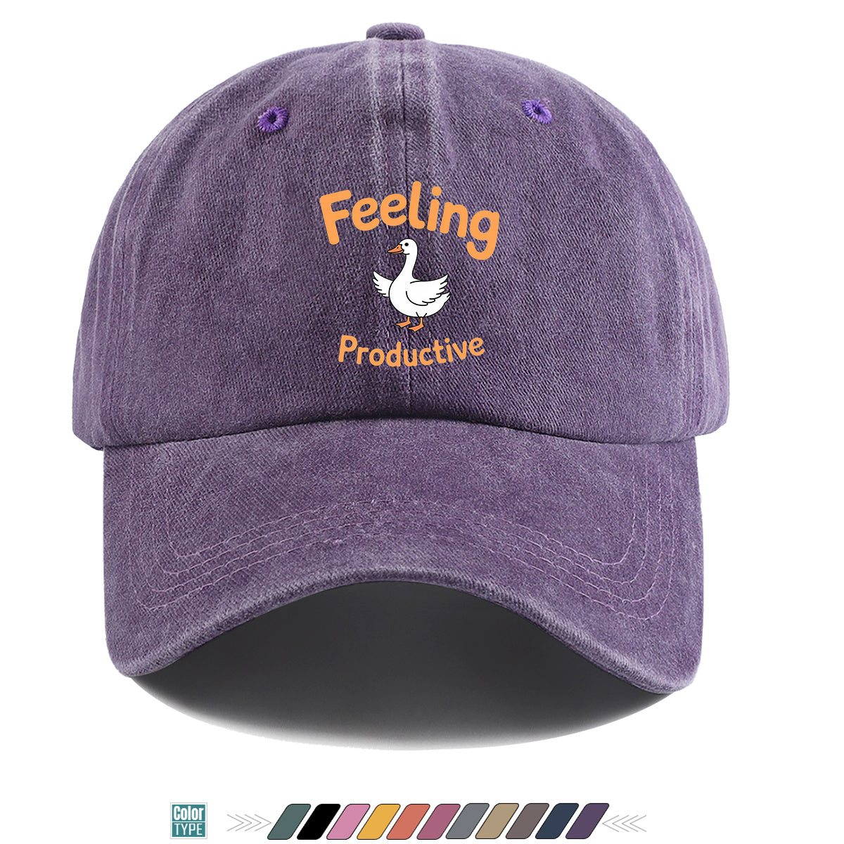 1pc Fun Duck "Feeling Productive" Printed Baseball Cap, Comfortable and Breathable Sun Hat, Stylish, Simple, and Beautiful, Unisex Adjustable Baseball Cap, Trucker Hat, Beach Vacation Hat, Suitable for Outdoor Fishing, Hunting, Vacations
