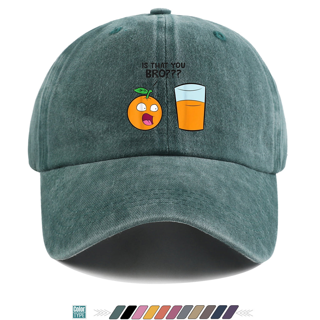 1pc Fun Surprised Orange Face & Juice Cup Print Baseball Cap - Adjustable Duckbill Sun Hat Suitable for Men & Women, Breathable Outdoor Cap for Parties, Travel, Gifts, Casual Wear with Surprised Face, Comfortable for Daily Use