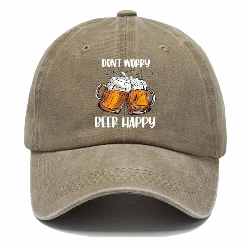 Men'S Casual Beer Baseball Cap - Featuring "Don'T Worry" And "Beer Joy" Prints, Paired with a Beer Cup Design, Perfect for Casual Wear, Outdoor Activities, And Camping. This Fun Hat Is a Sturdy Headwear Accessory