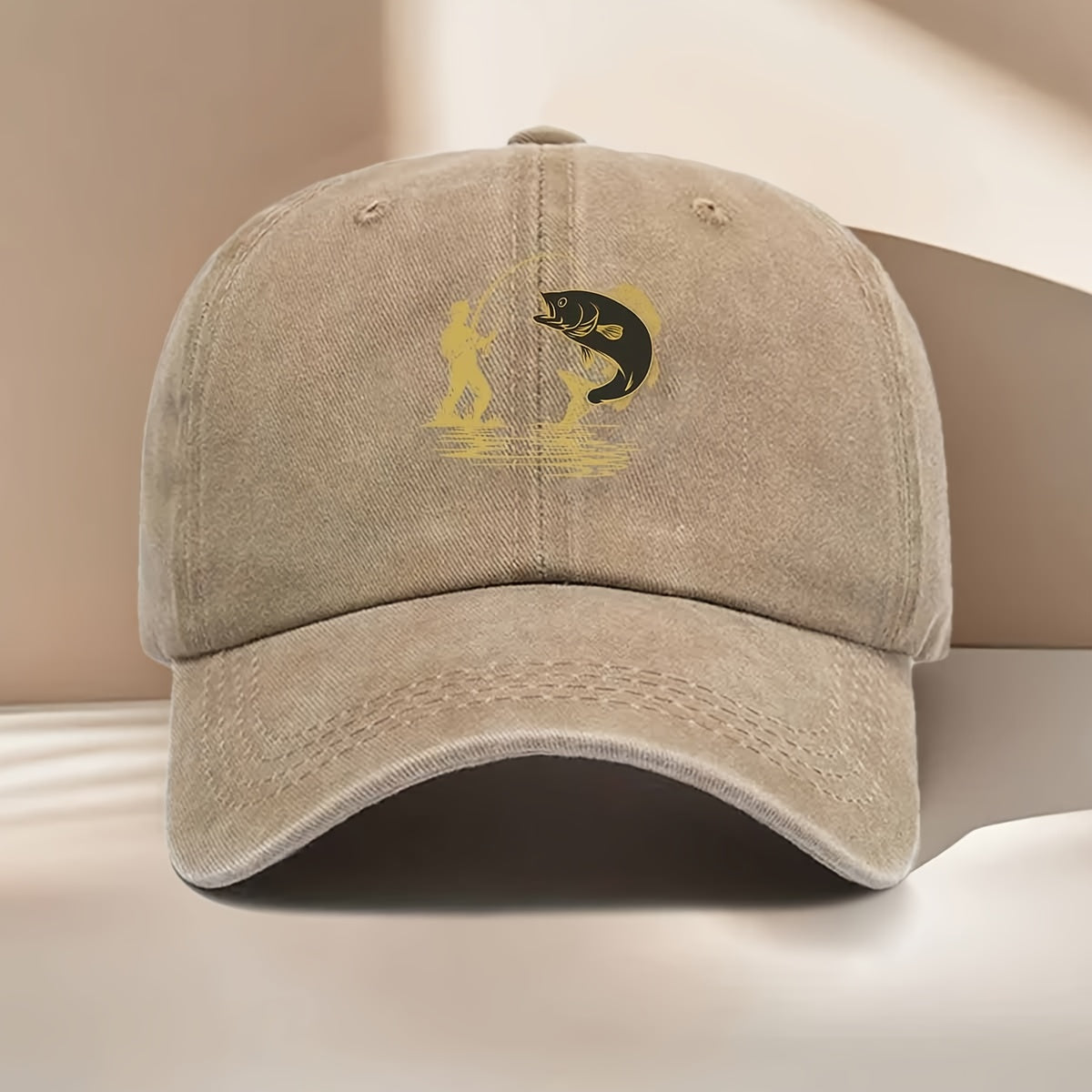 Fishing-Themed Baseball Cap with Curved Brim & Suitable for All Seasons, Suitable for Easter Ramadan Independence Day Parties, Outdoor Casual Hat for &, Fishing Print for Daily Wear and Events