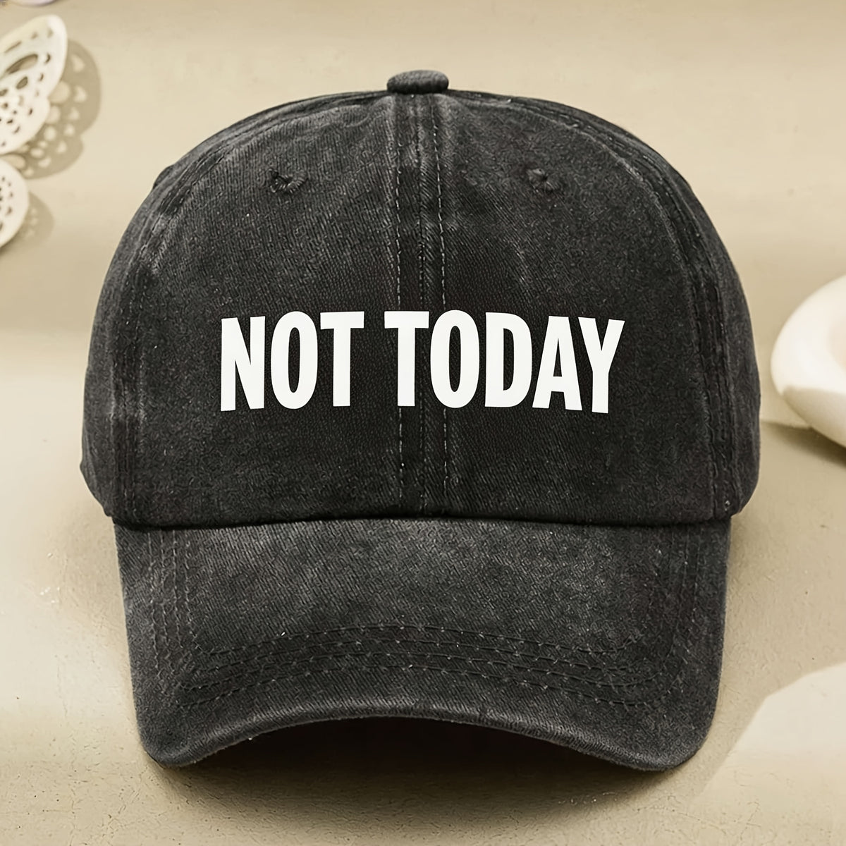 Not Today Letter Print Baseball Cap for Men & Women - Adjustable Vintage Streetwear Hat with Lettering, Machine Washable, Suitable for Casual Wear,, Gifts