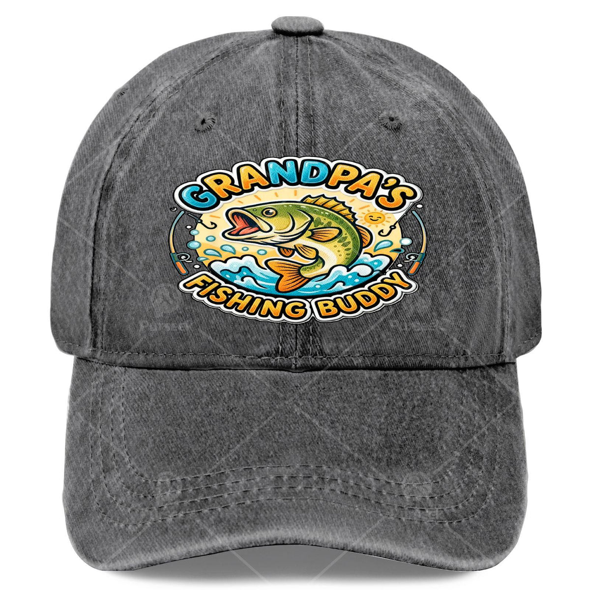 Funny Grandpa Fishing Buddy Bass Fisherman Youth Boys Youth Baseball Hat Unisex