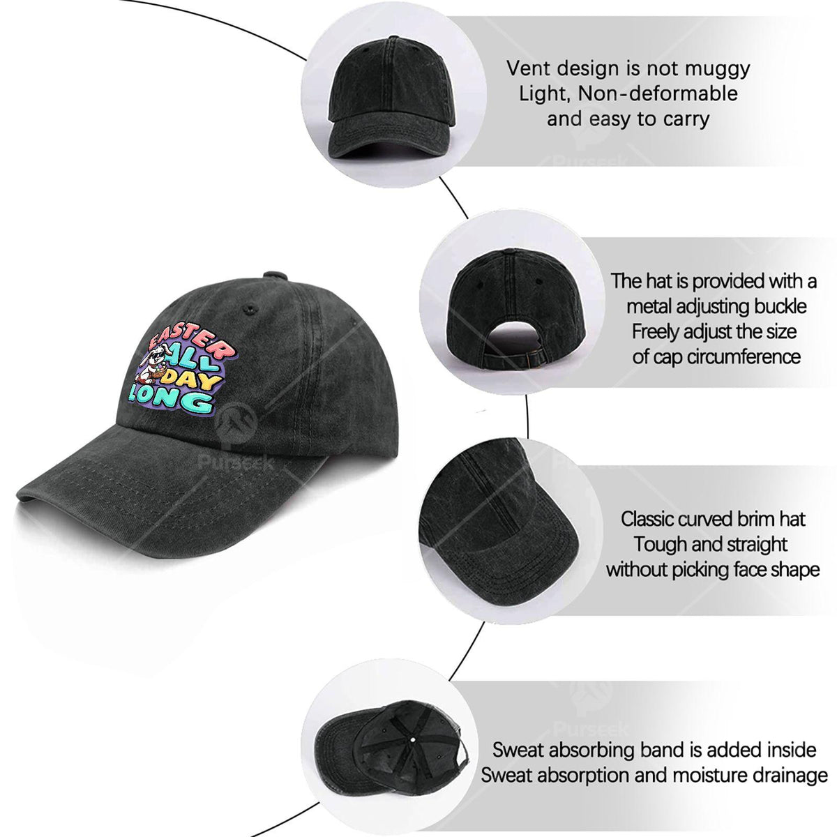 Boys Easter Weather Looks Perfect Baseball Hat Unisex Fashion Washed Distressed