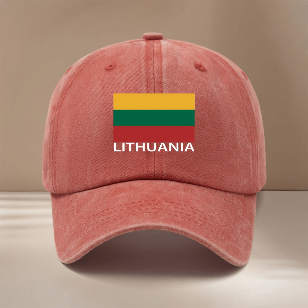 LITHUANIA Letter Flag Printed Pattern Baseball Cap Easy Comfortable Hip-Hop Hat All-Season Versatile Textured Brim Cap Lightweight Individual Duckbill Cap Unisex 6-Panel Cap Sports Event Support Matching Casual Hat Adjustable Size Style Trendy Fashi