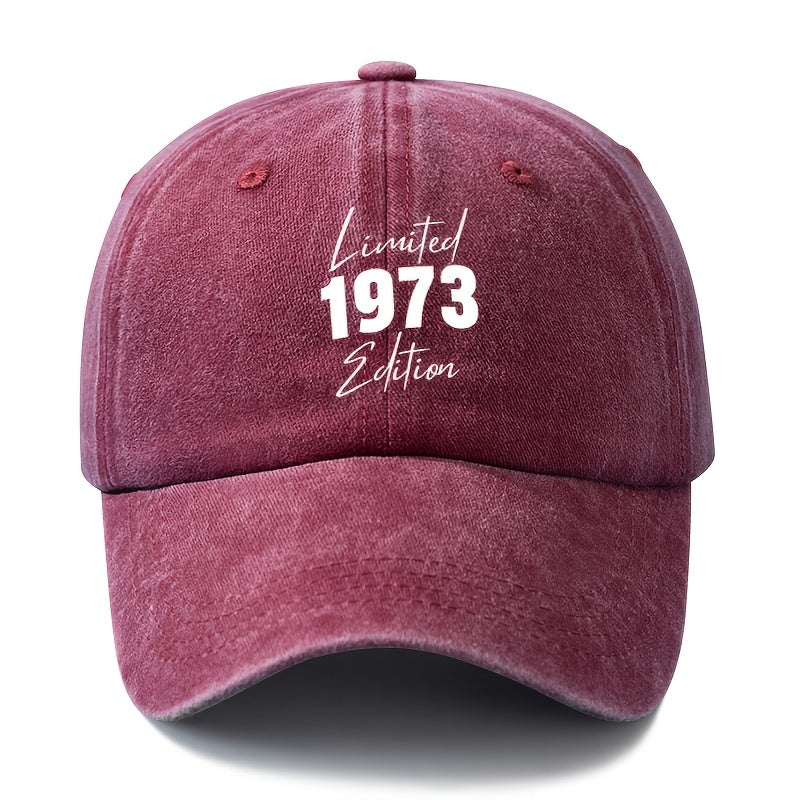 A Unisex Fashion All-Match Printed 1973 Baseball Cap, Classic Retro Washed Outdoor Lightweight Curved Brim Hat, Trucker Baseball Cap, Suitable for Outdoor Vacation Travel Camping And Other Leisure Occasions, Holiday Party Hip-Hop Hat