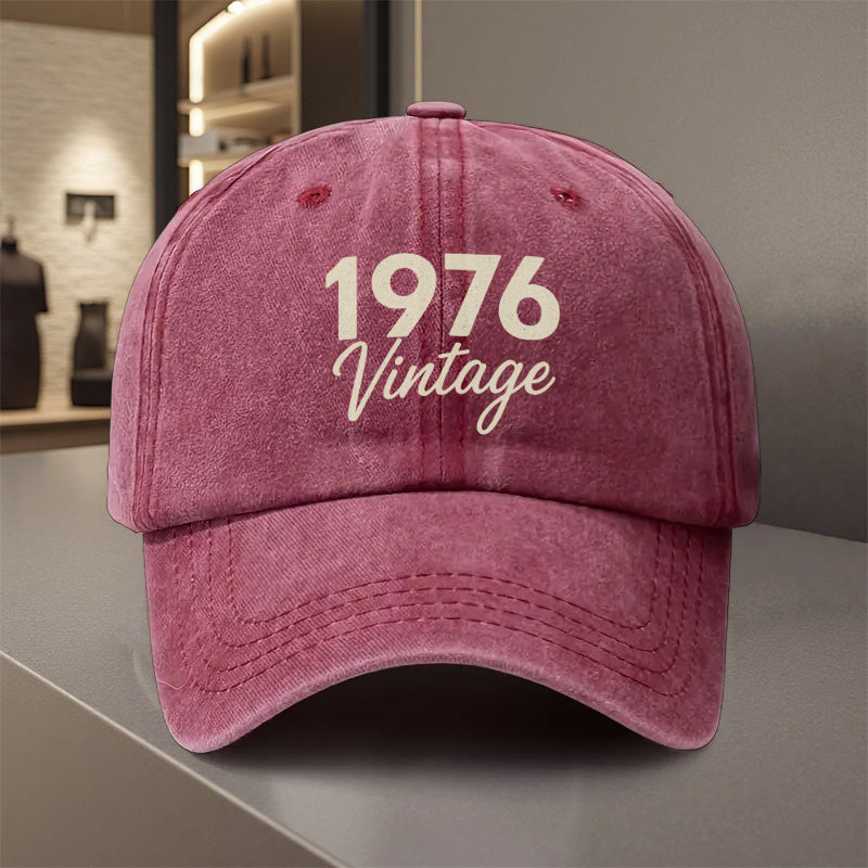 An Adjustable Baseball Cap Featuring a '1976 Vintage Retro' Design, Made from Lightweight Polyester with Printed Patterns, Perfect for Outdoor Sports And Camping Enthusiasts. It'S a Trendy Couple'S Cap, Suitable for Golf, Trucker Style